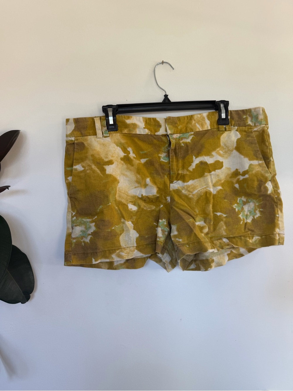 LOFT Mustard Floral Print linen Shorts